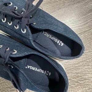 Superga sneakers denim blue . Like new.